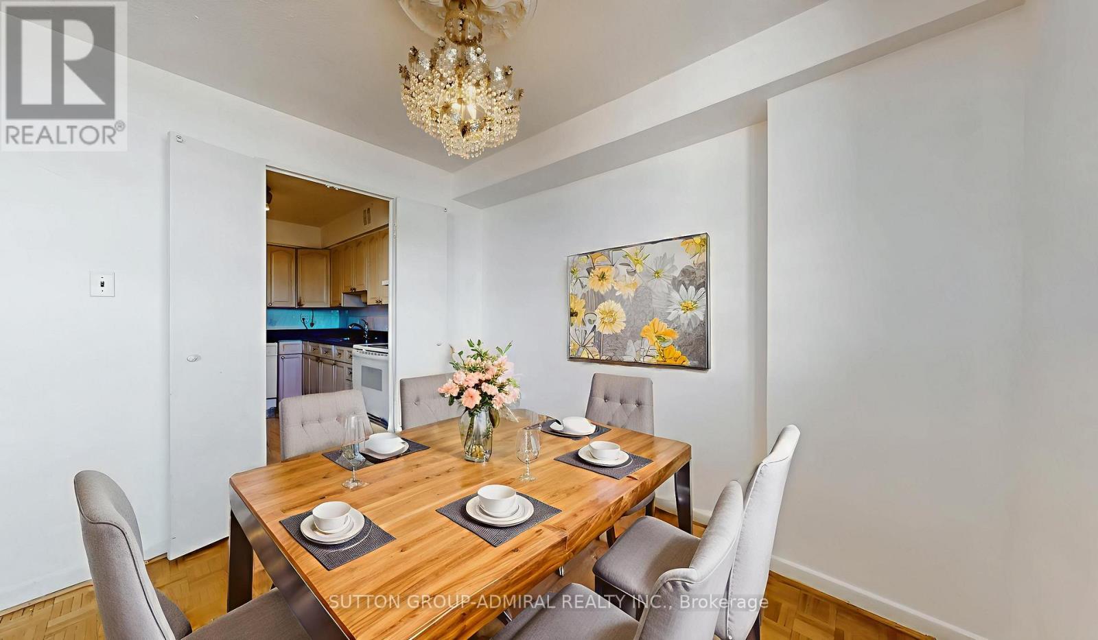 Virtually Staged Photo - 901 - 80 Inverlochy Boulevard, Markham, ON - Indoor Photo Showing Dining Room