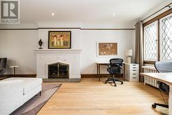 Living room with gas insert fireplace -