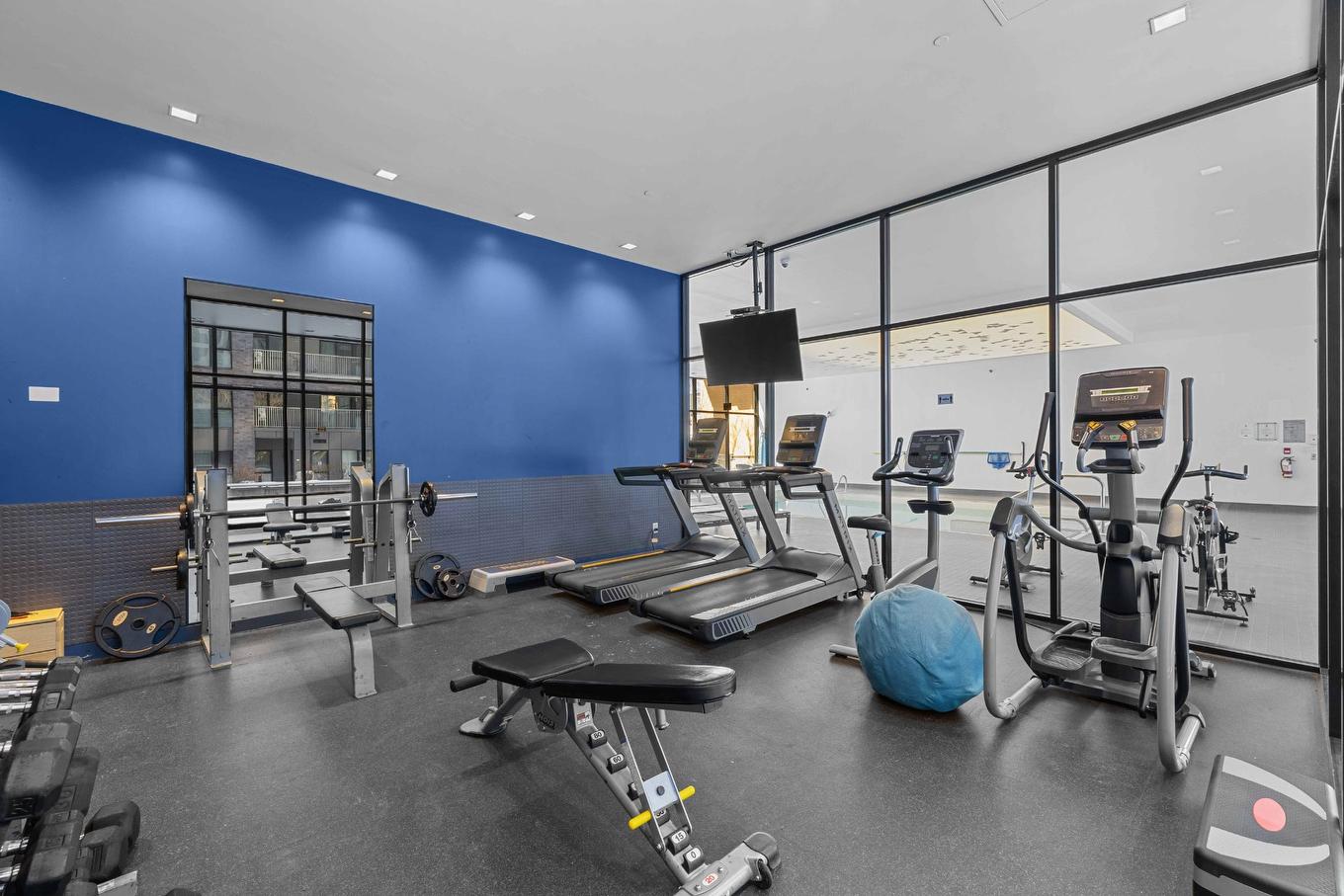Salle d'exercice - 415-1375 Rue Des Bassins, Montréal (Le Sud-Ouest), QC - Indoor Photo Showing Gym Room