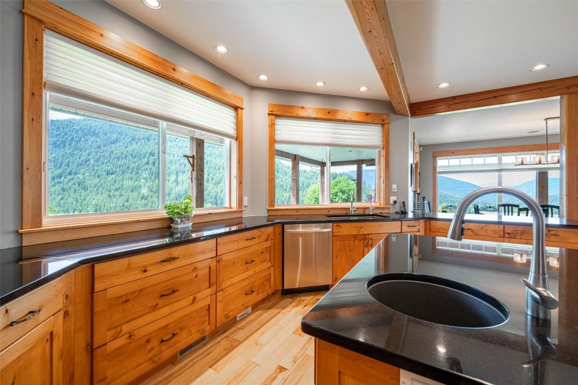 705 Creighton Valley Road, Lumby, BC - Indoor Photo Showing Kitchen With Double Sink