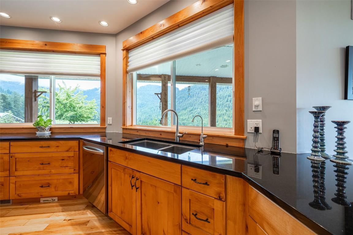 705 Creighton Valley Road, Lumby, BC - Indoor Photo Showing Kitchen With Double Sink