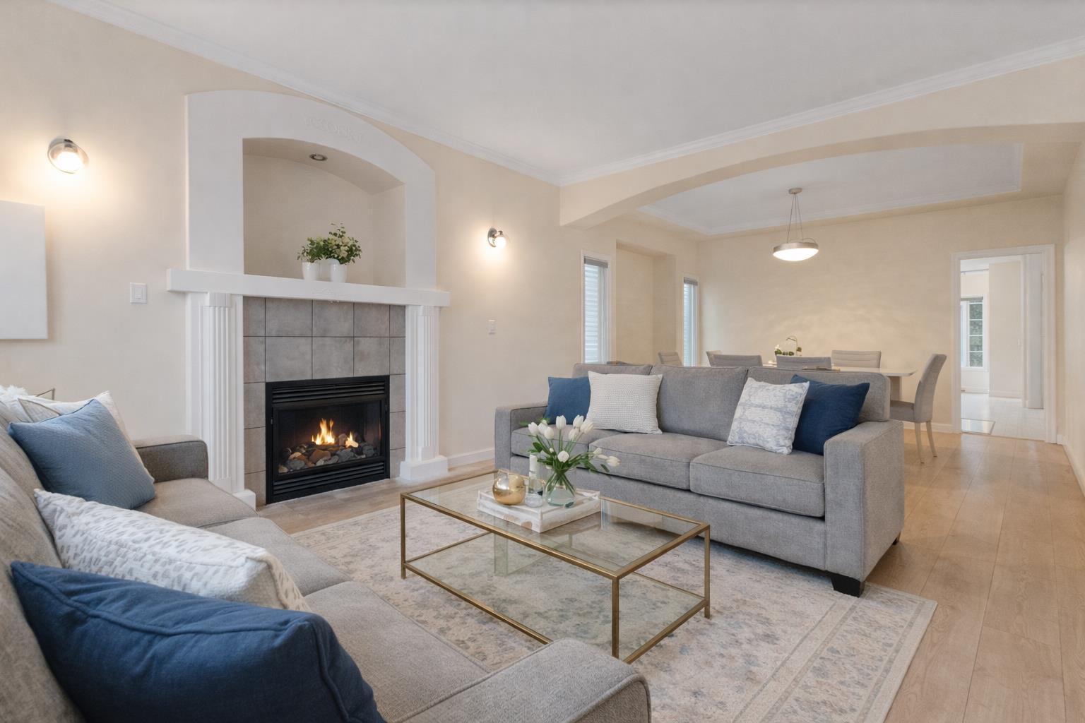 8004 Melburn Drive, Mission, BC - Indoor Photo Showing Living Room With Fireplace