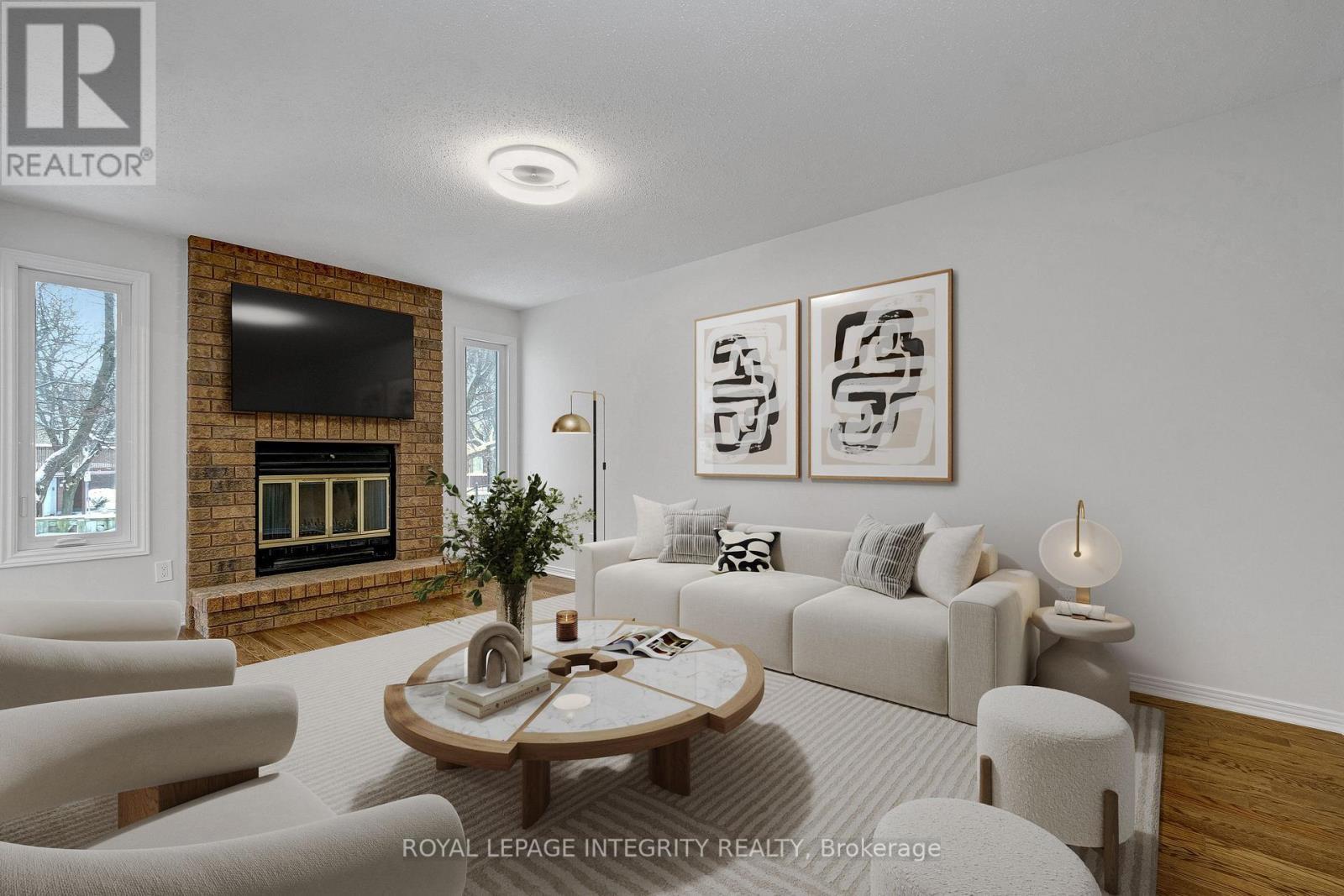 MAIN FLOOR FAMILY ROOM - 2177 Lenester Avenue, Ottawa, ON - Indoor Photo Showing Living Room With Fireplace