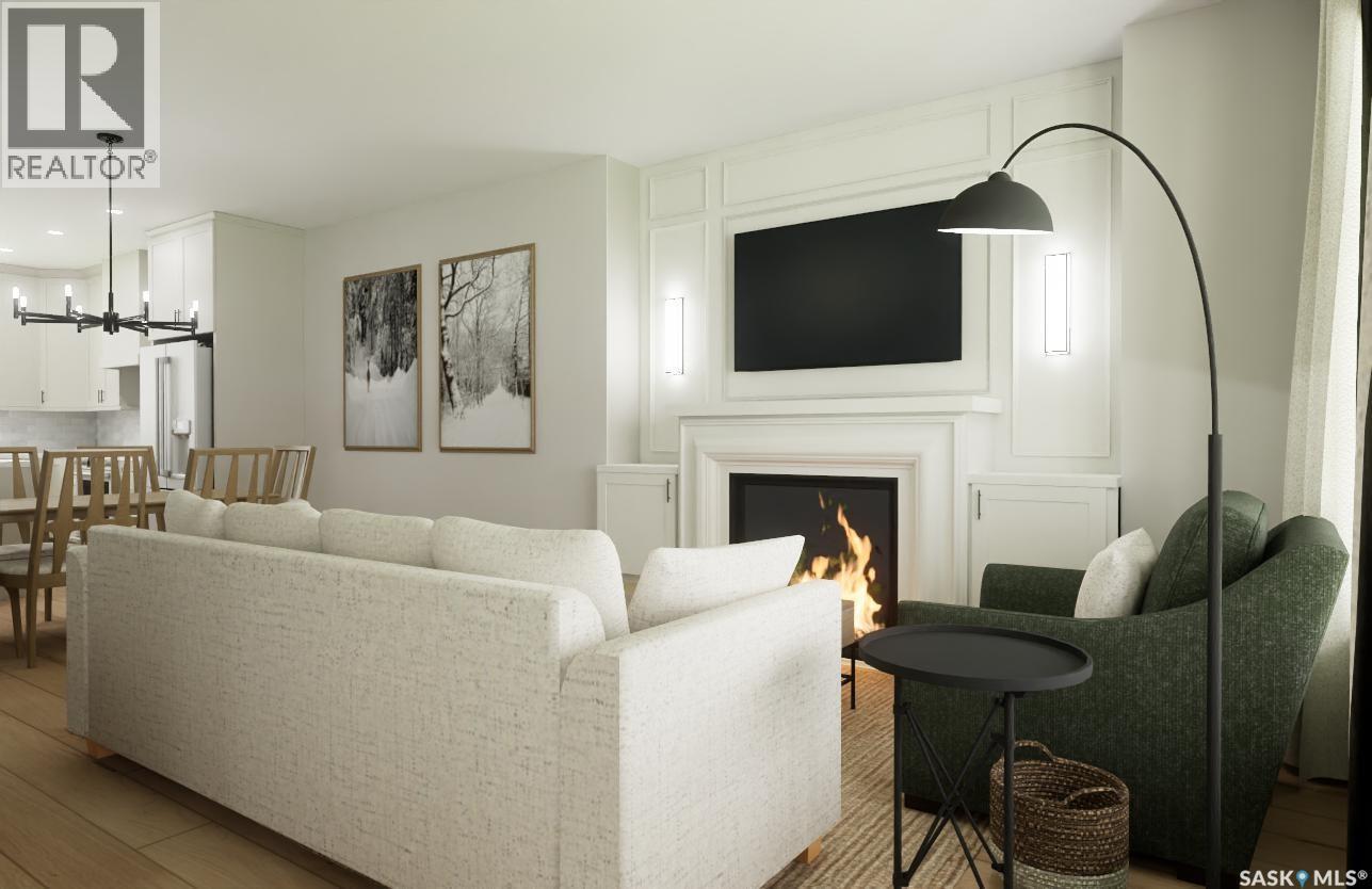 2808 Fleury Street, Regina, SK - Indoor Photo Showing Living Room With Fireplace