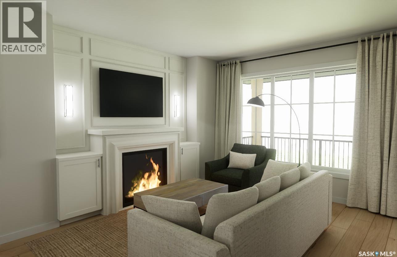 2808 Fleury Street, Regina, SK - Indoor Photo Showing Living Room With Fireplace