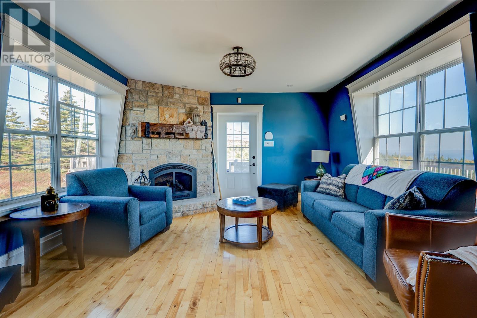 56 Pottles Lane, Upper Island Cove, NL - Indoor Photo Showing Living Room With Fireplace