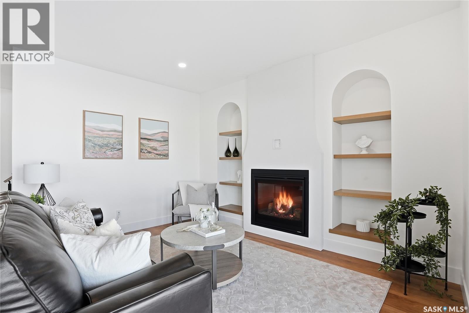 436 Augusta Boulevard, Warman, SK - Indoor Photo Showing Living Room With Fireplace