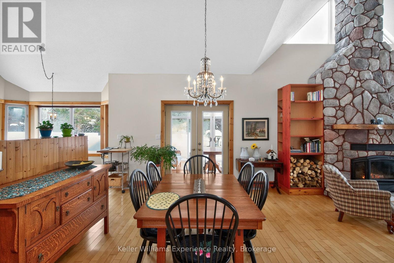 257 15 Concession E, Tiny, ON - Indoor Photo Showing Dining Room With Fireplace