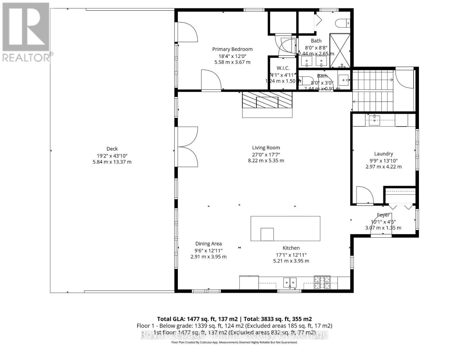 Main floor - total sq footage shown is interior - 19 Trails End, Collingwood, ON