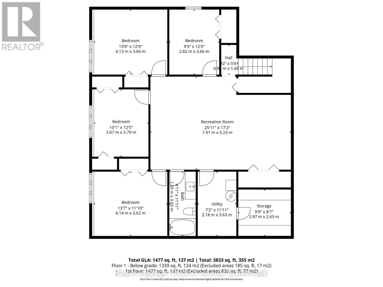 Lower lvl- total sq footage shown is interior - 19 Trails End, Collingwood, ON