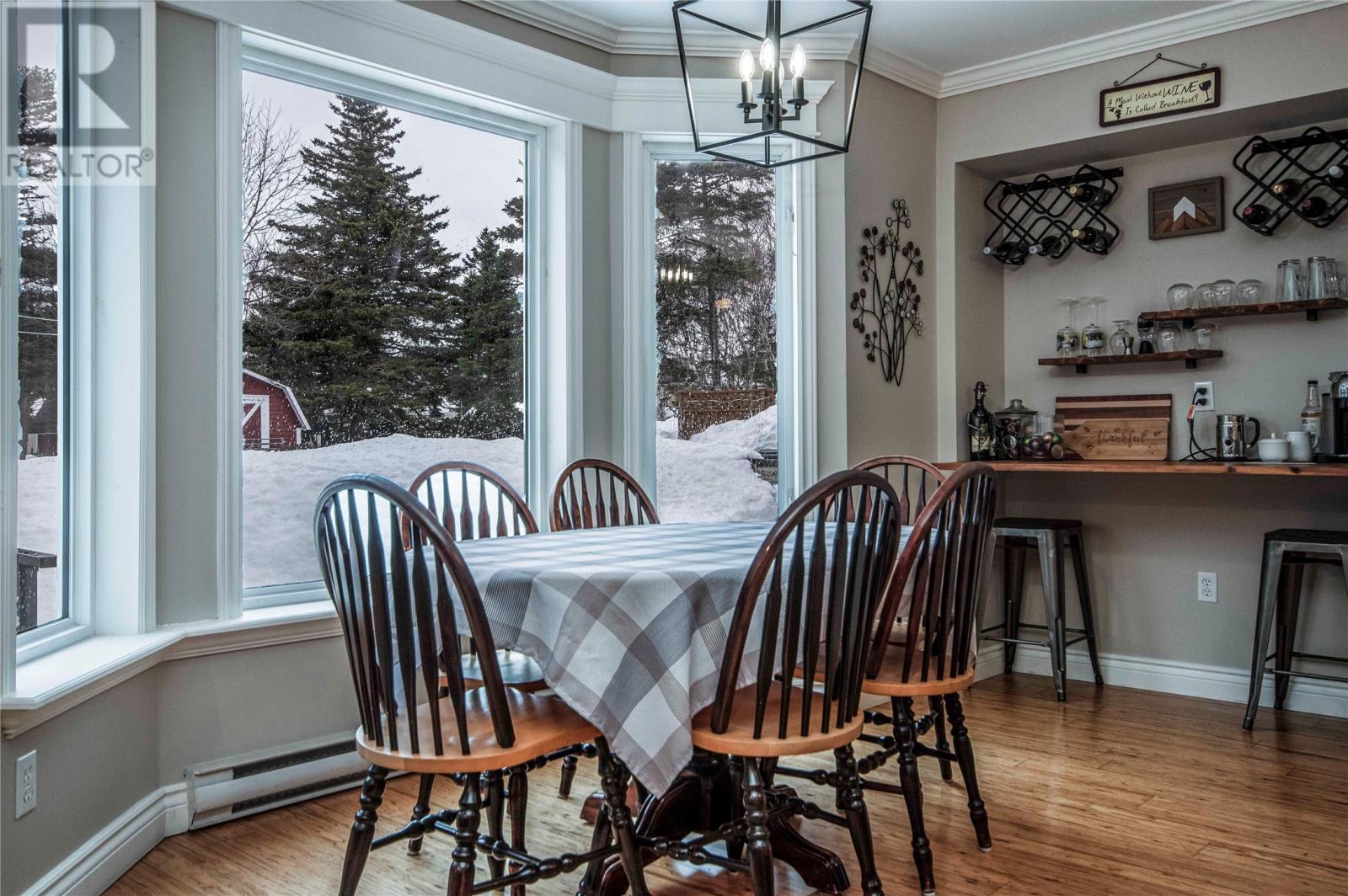 Eating area overlook back garden - 34 Blackstrap Path, Conception Bay South, NL - Indoor Photo Showing Dining Room
