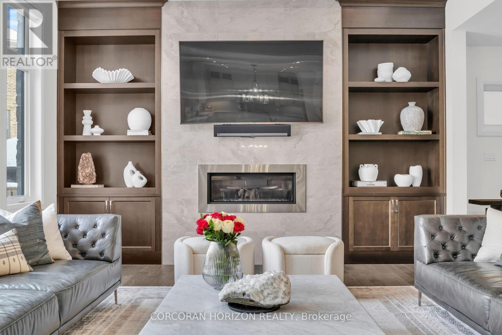 908 Fall Harvest Court, Kitchener, ON - Indoor Photo Showing Living Room With Fireplace