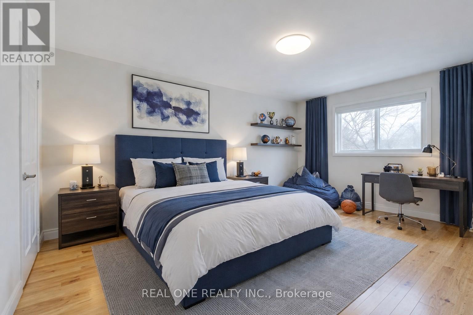 Virtually Staged Bedroom 3 - 1585 Crombie Road, Mississauga, ON - Indoor Photo Showing Bedroom
