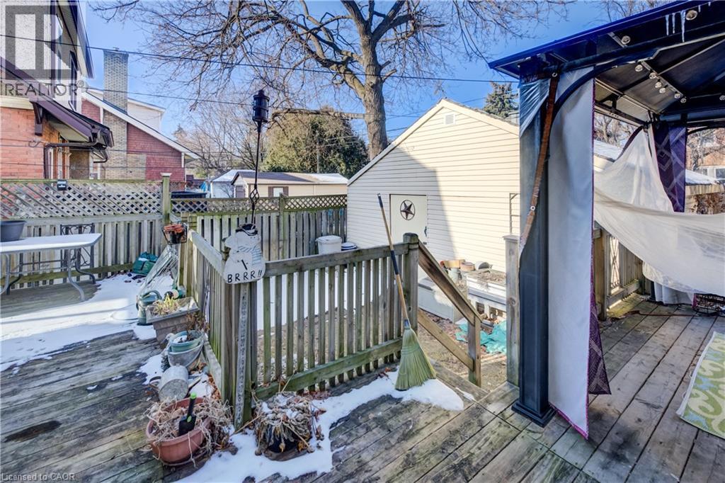 fenced backyard, deck w. gazebo - 12 Leinster Avenue S, Hamilton, ON - Outdoor With Deck Patio Veranda With Exterior