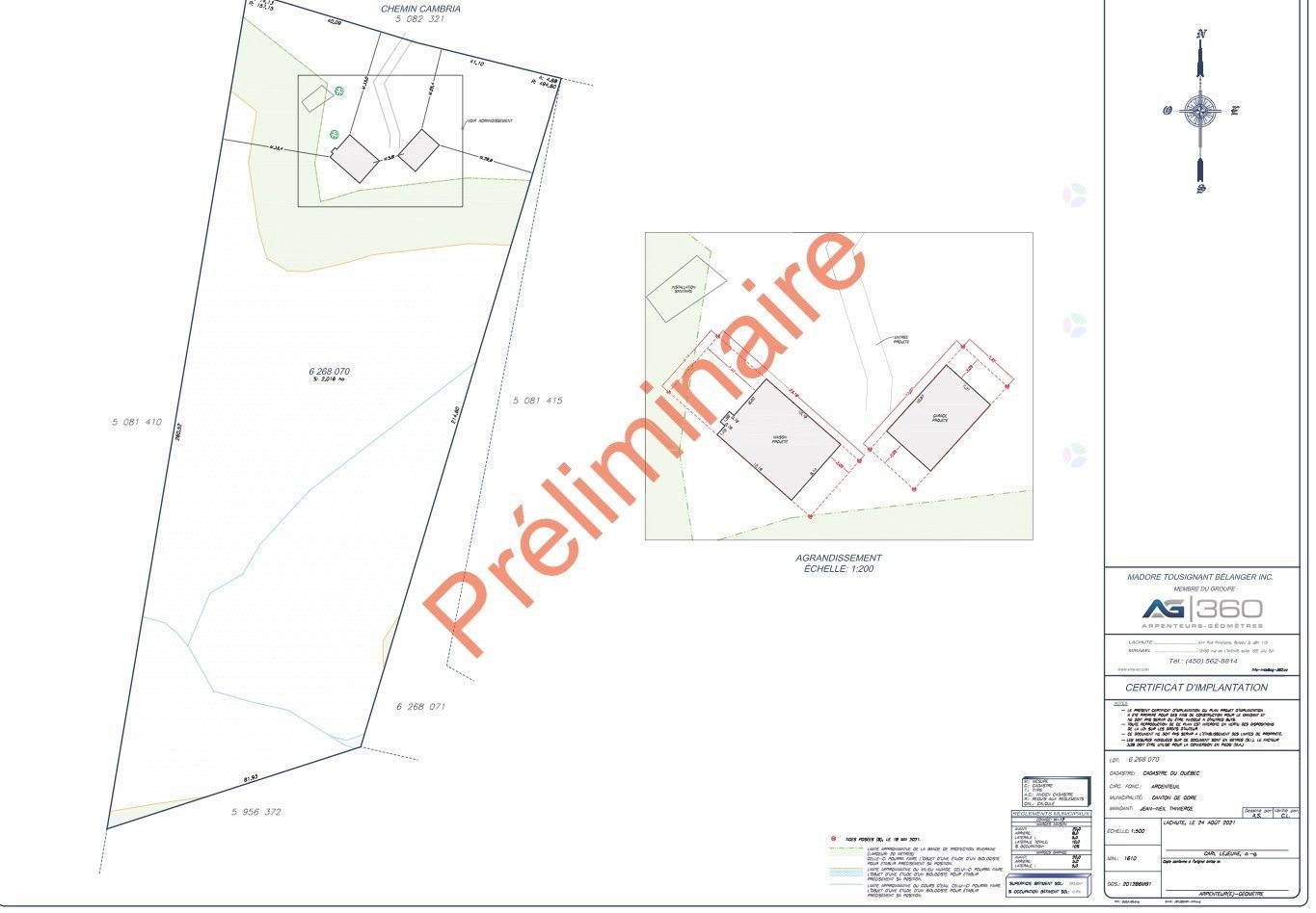 Plan (croquis) - Ch. Cambria, Gore, QC