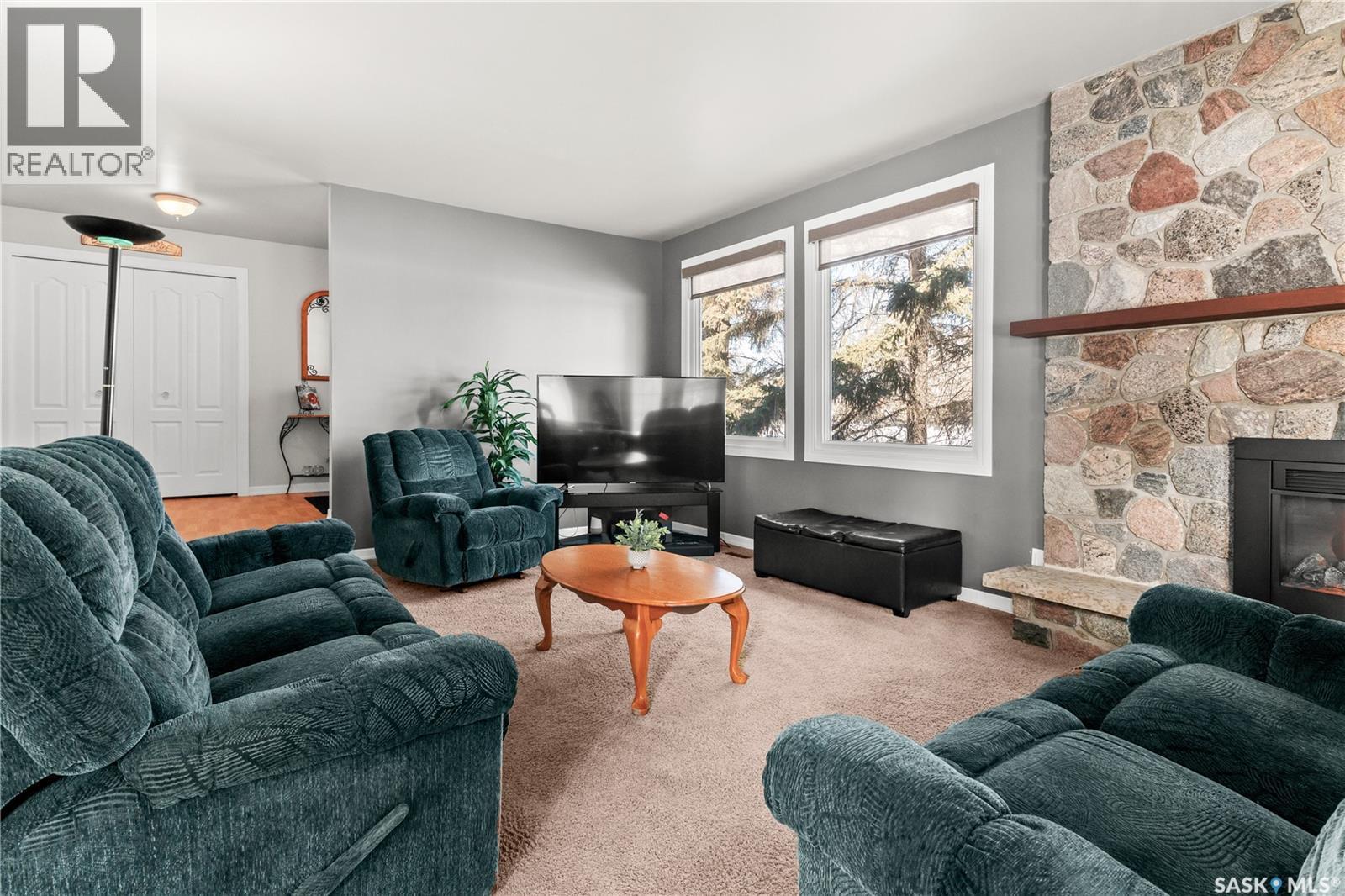 706 2Nd Avenue, Borden, SK - Indoor Photo Showing Living Room With Fireplace