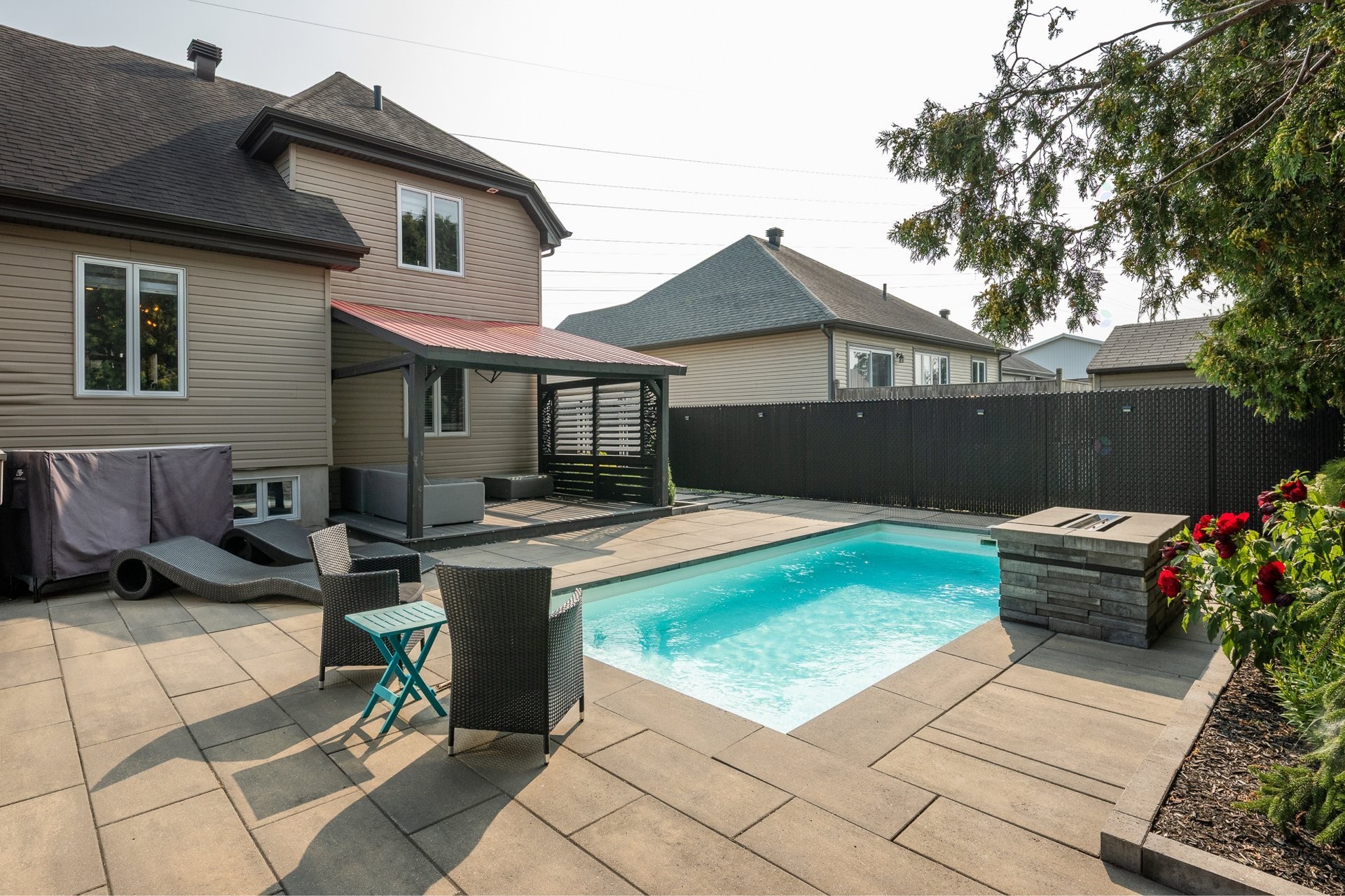 Courtyard - 504 Rue Larose, Saint-Césaire, QC - Outdoor With In Ground Pool With Deck Patio Veranda With Exterior