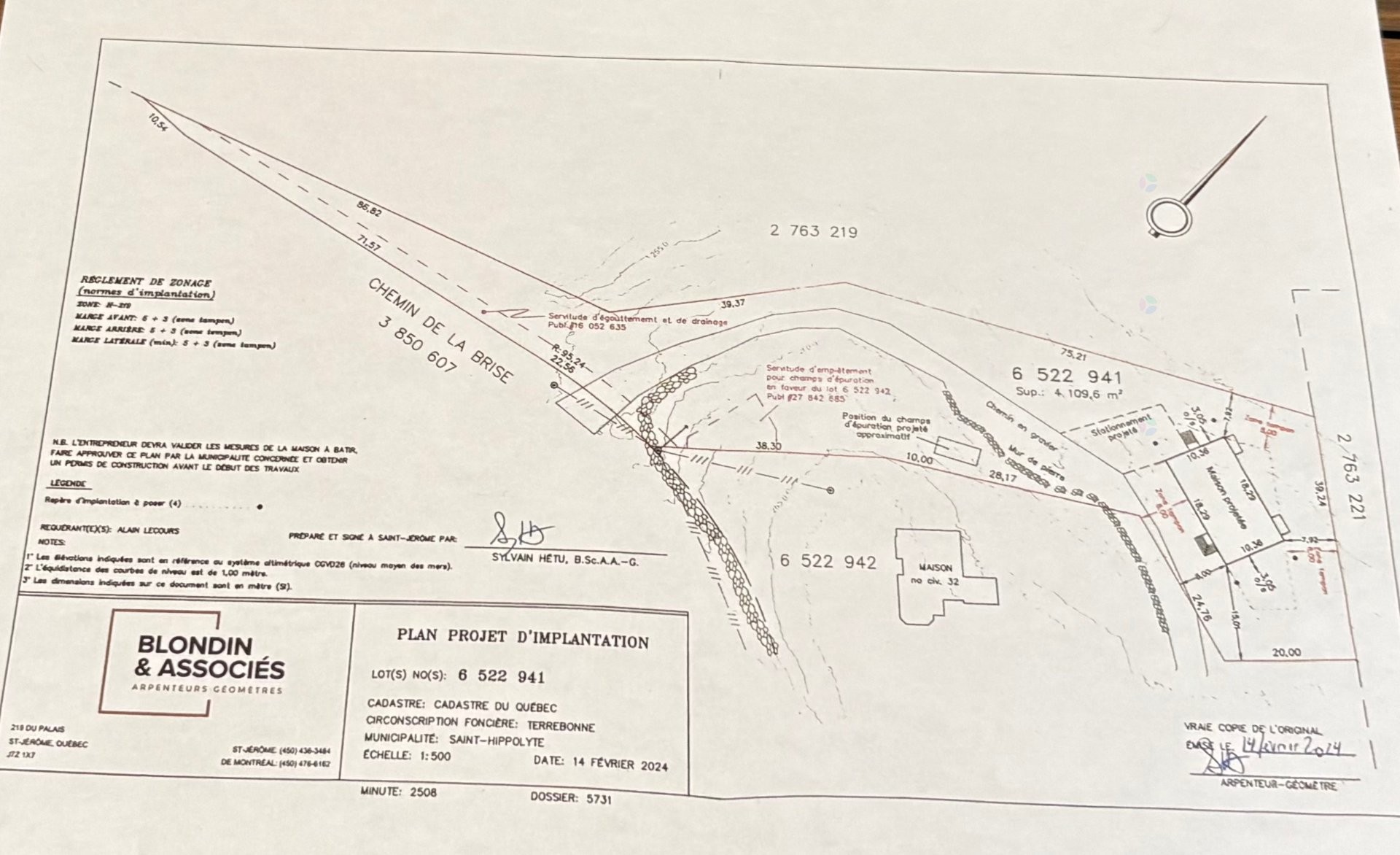 Plan (croquis) - Ch. De La Brise, Saint-Hippolyte, QC