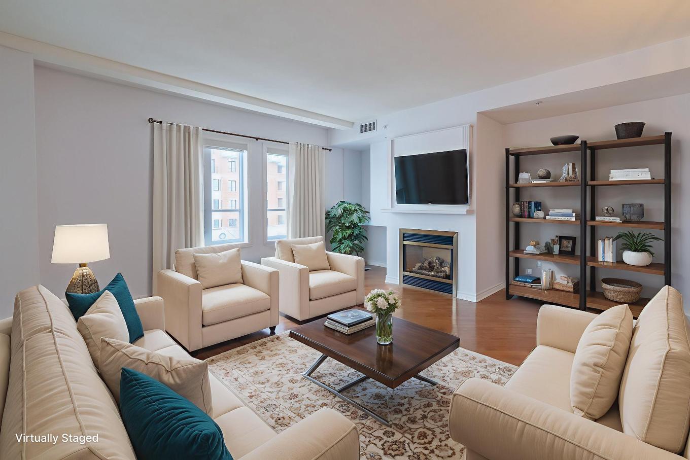 Living room - 302-5200 Av. Colomb, Brossard, QC - Indoor Photo Showing Living Room With Fireplace