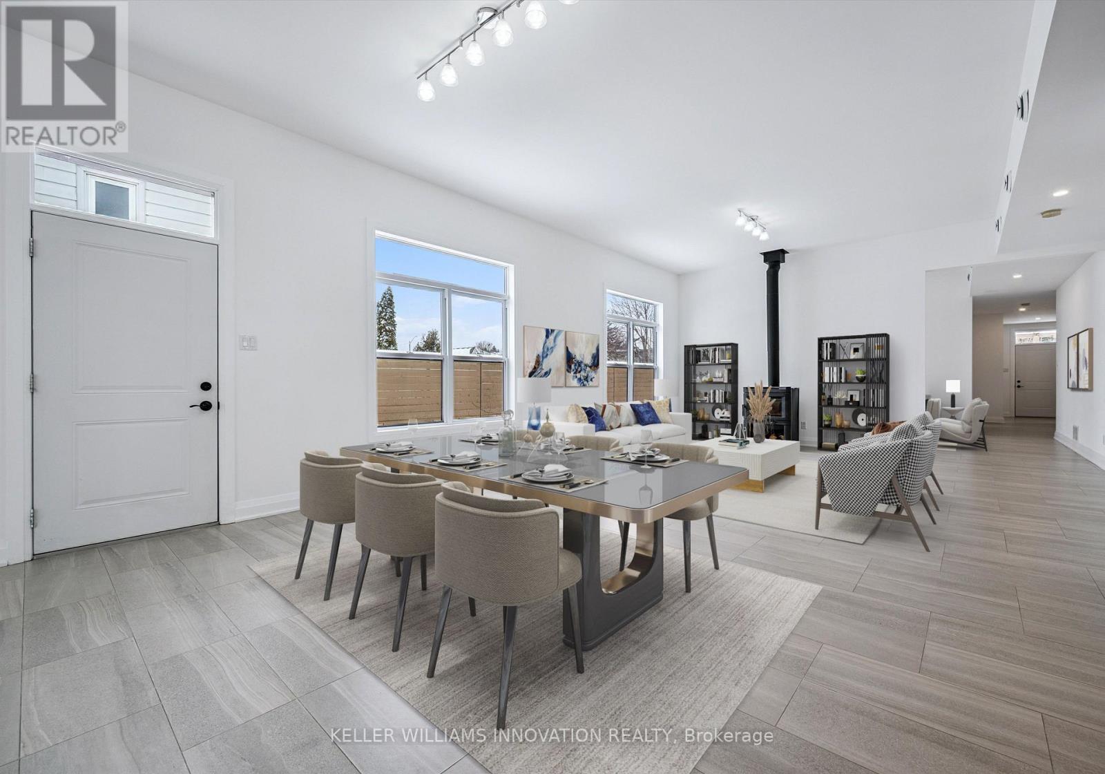 This photo has been virtually staged. - 149 Woolwich Street, Waterloo, ON - Indoor Photo Showing Dining Room