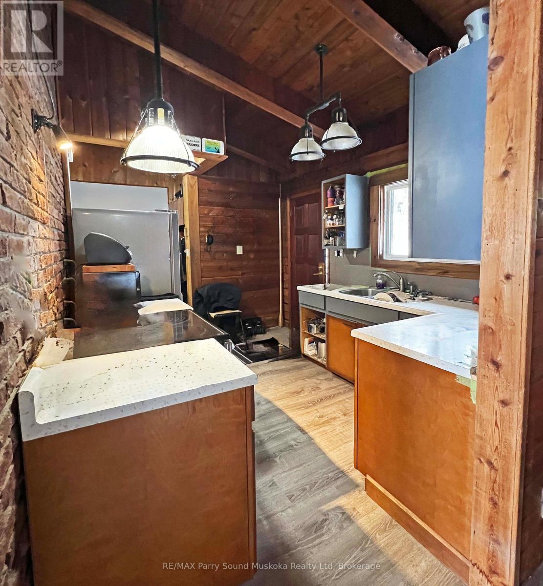 Kitchen, Rear entrance - 45 Ridgeway Drive, Carling, ON - Indoor Photo Showing Kitchen With Double Sink
