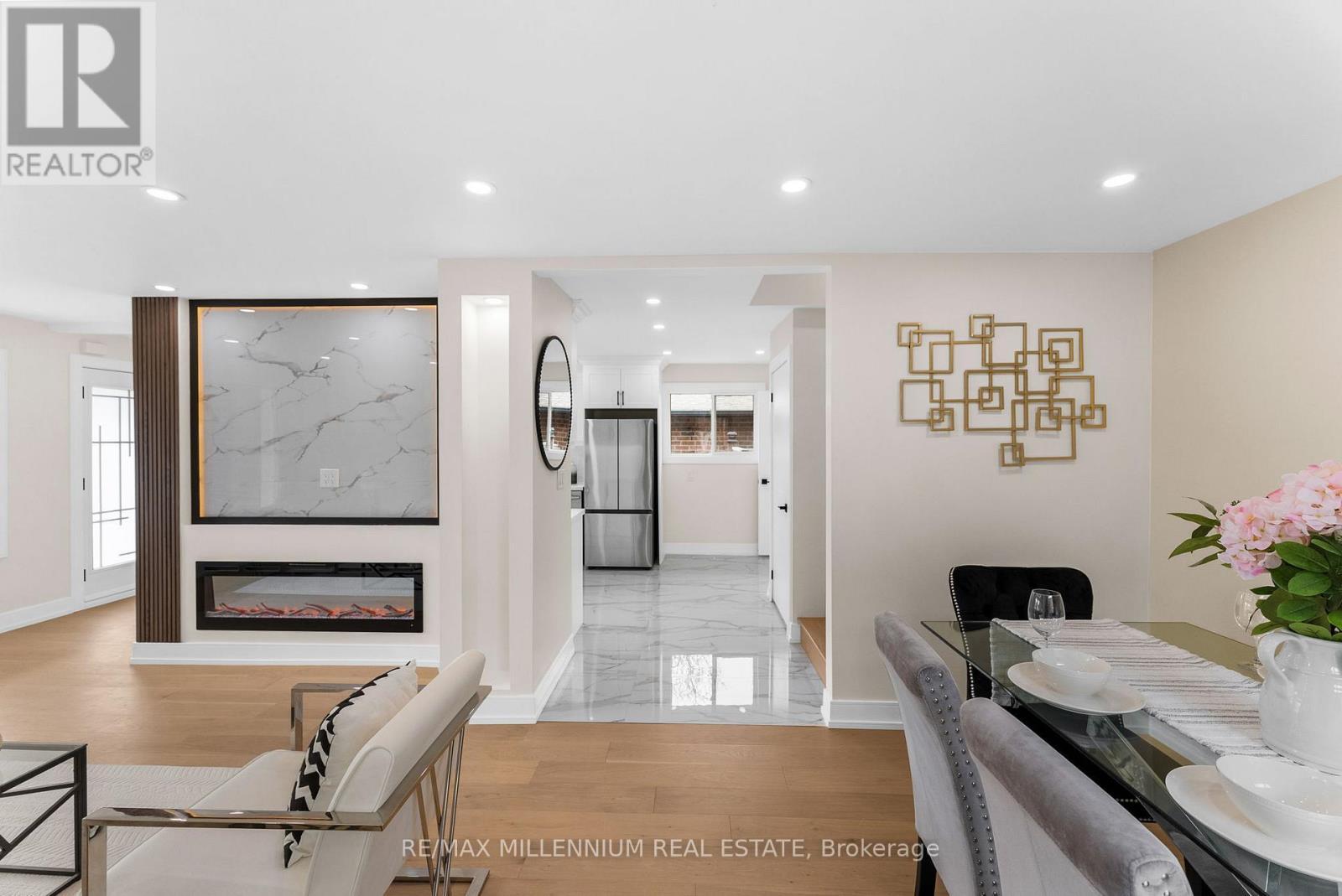 2437 Chilsworthy Avenue, Mississauga, ON - Indoor Photo Showing Dining Room With Fireplace