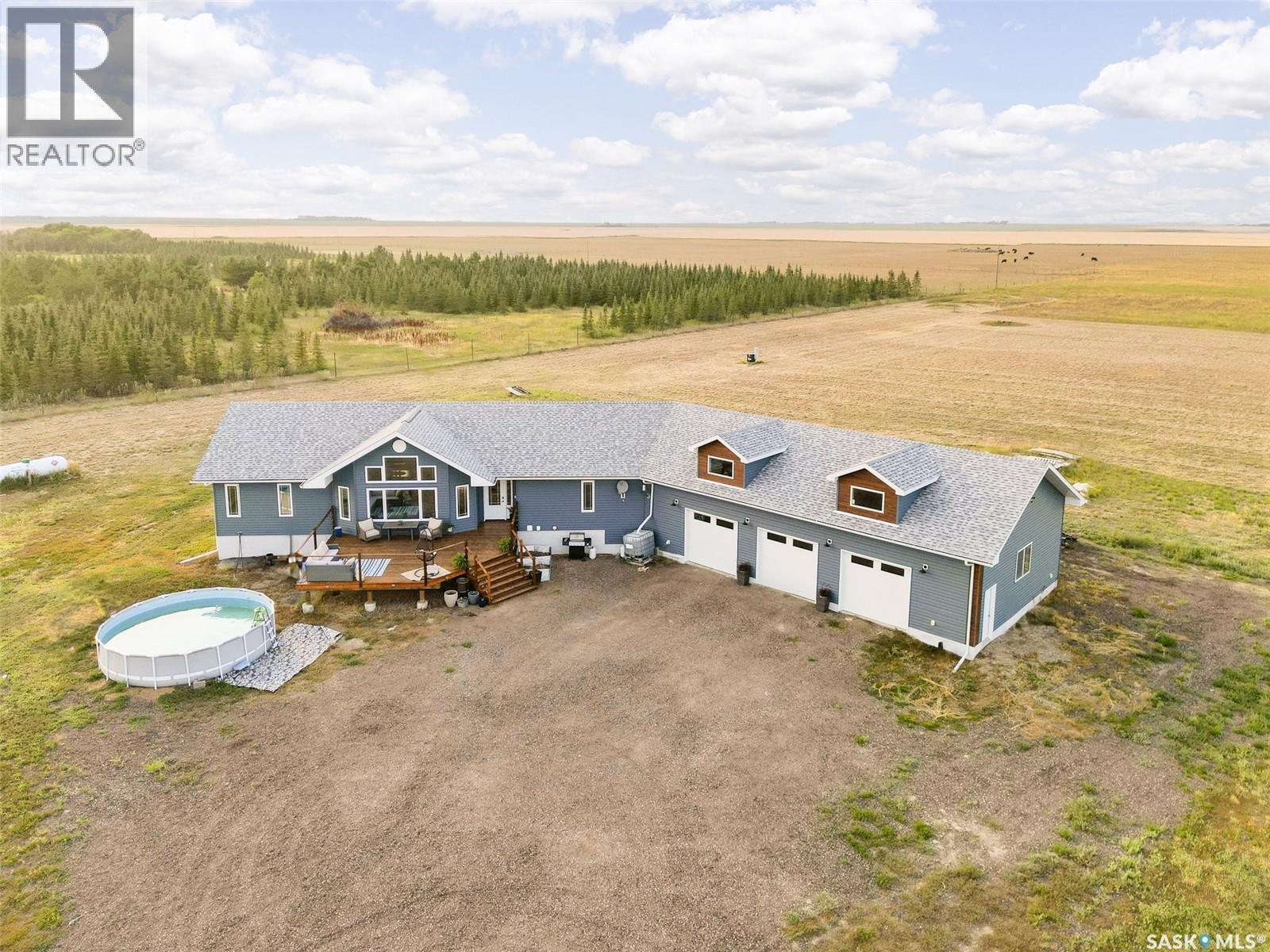 Adrian Acreage, Moose Jaw Rm No. 161, SK - Outdoor With Above Ground Pool With View