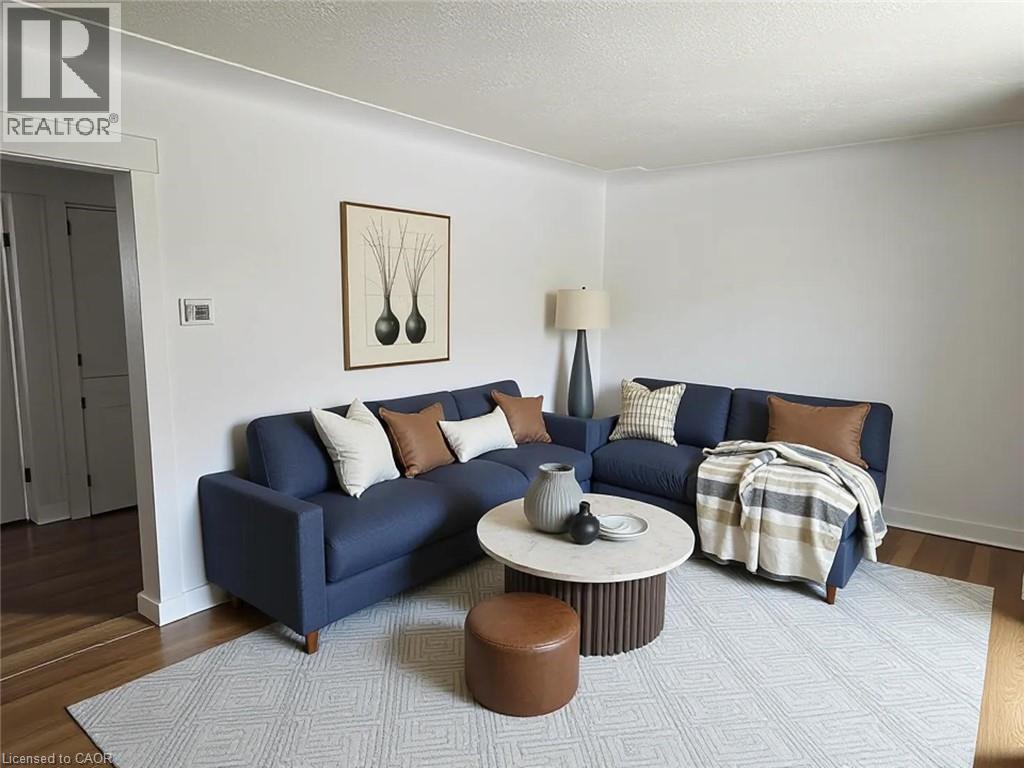 Virtually staged living room - 49 Dietz Avenue S, Waterloo, ON - Indoor Photo Showing Living Room