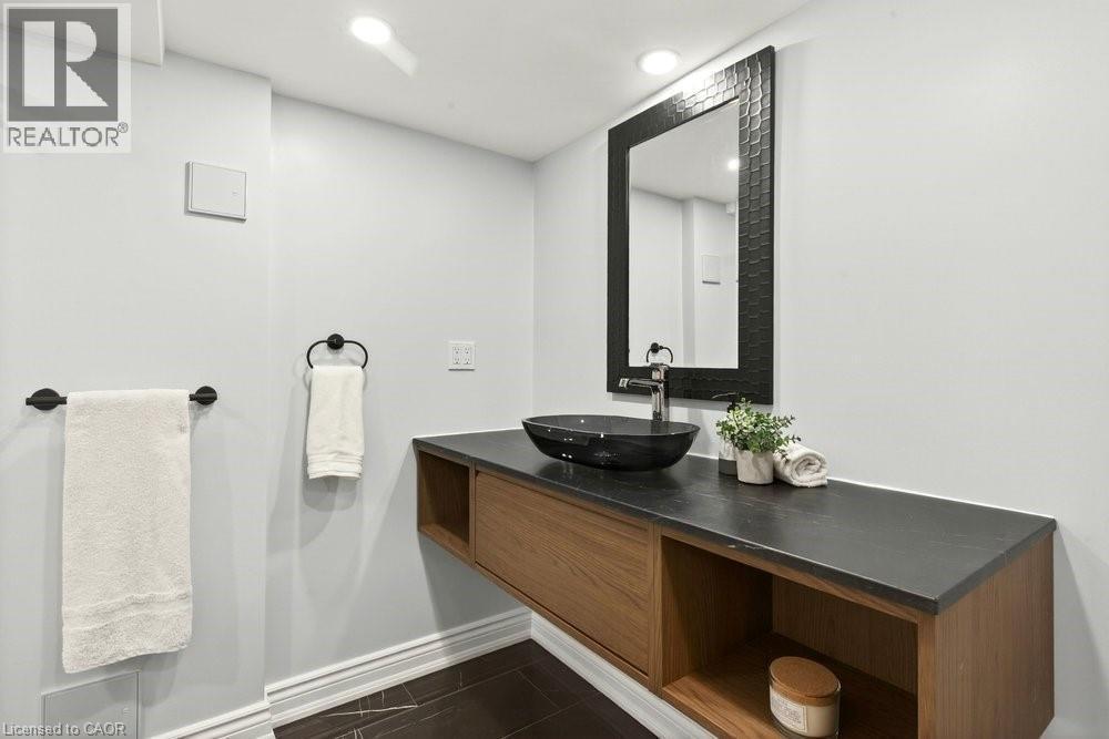 Bathroom featuring vanity and recessed lighting - 237 East 32Nd Street, Hamilton, ON - Indoor Photo Showing Bathroom