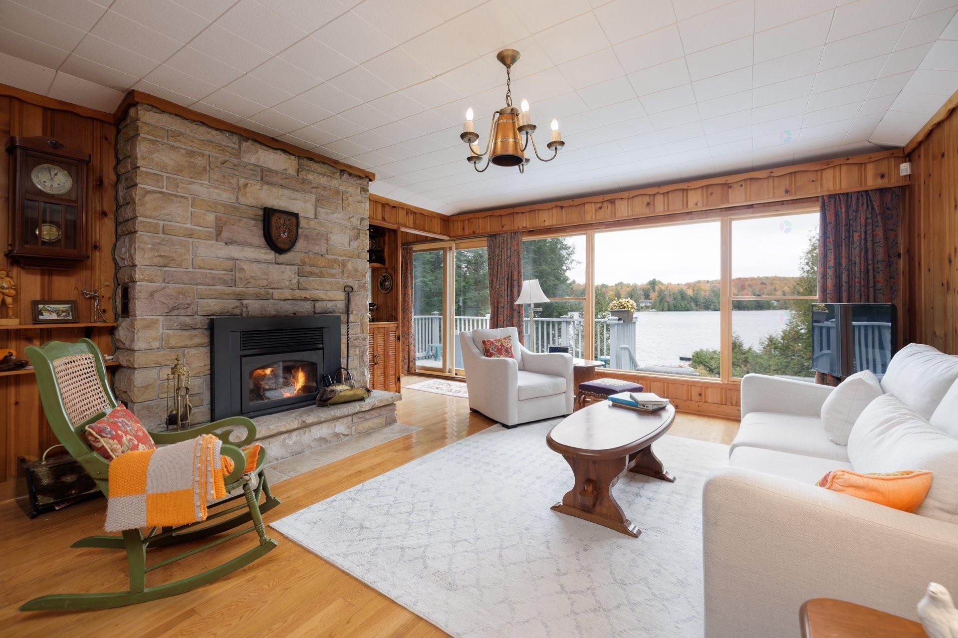 Living Room - 113 Ch. Ross, Wentworth, QC - Indoor Photo Showing Living Room With Fireplace