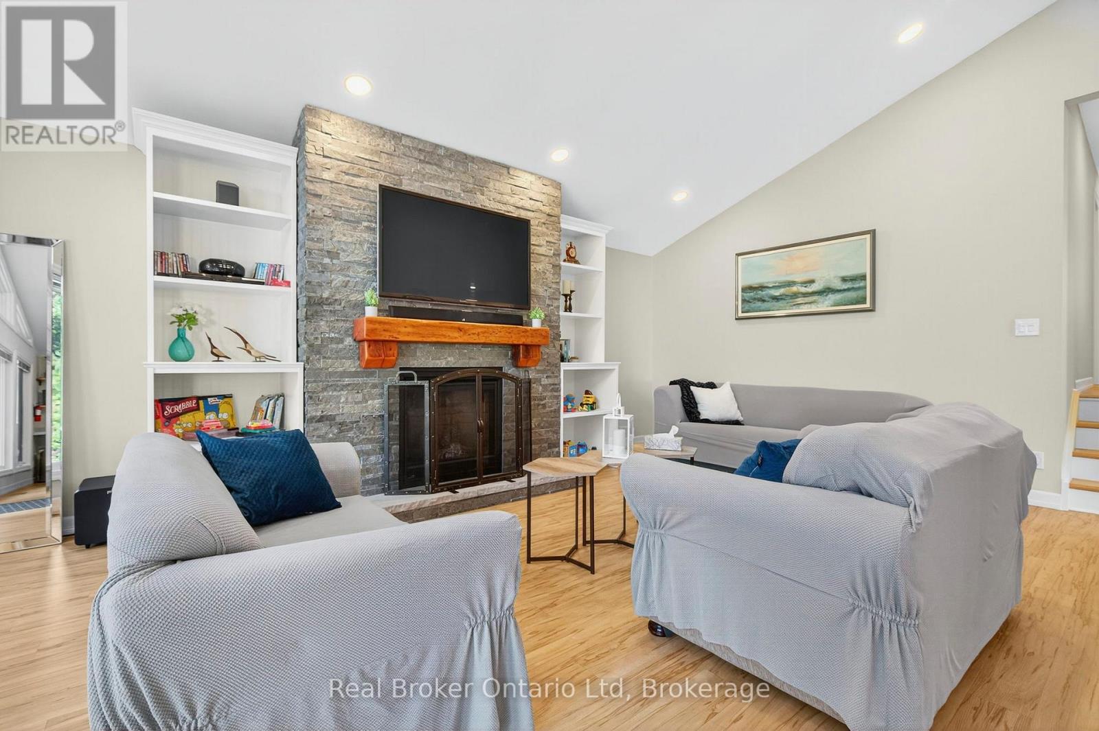 1948 Tiny Beaches Road S, Tiny, ON - Indoor Photo Showing Living Room With Fireplace