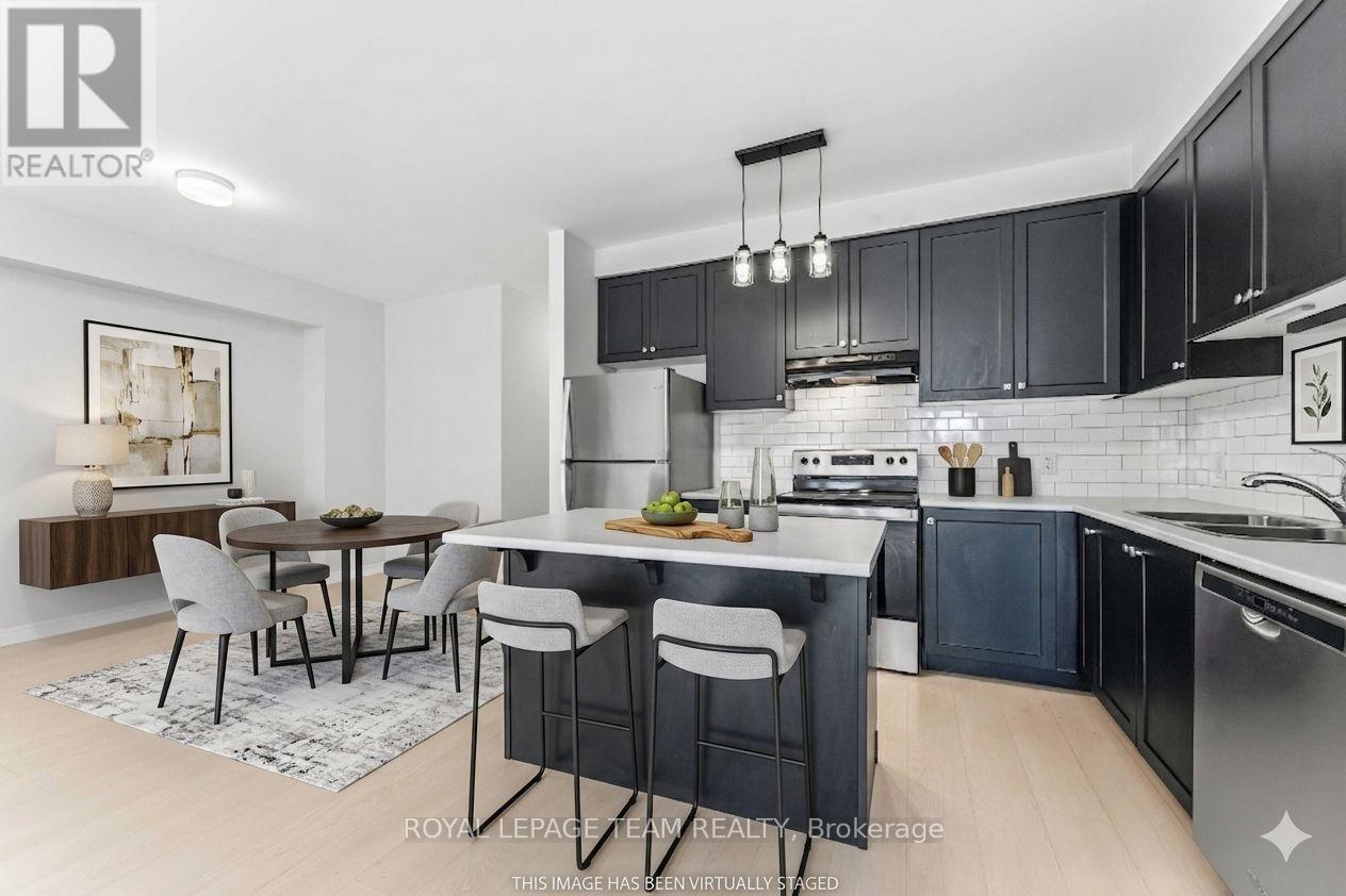 This image has been virtually staged. - 109 Pilot Private, Ottawa, ON - Indoor Photo Showing Kitchen With Upgraded Kitchen