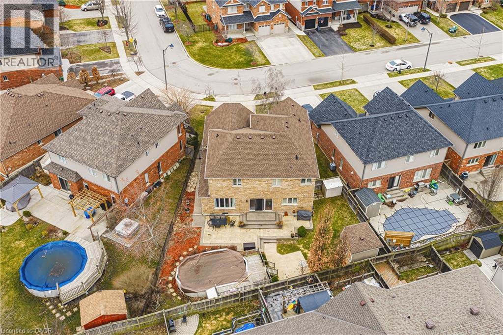 Aerial view of residential area - 120 Valiant Circle, Hamilton, ON - Outdoor With Above Ground Pool