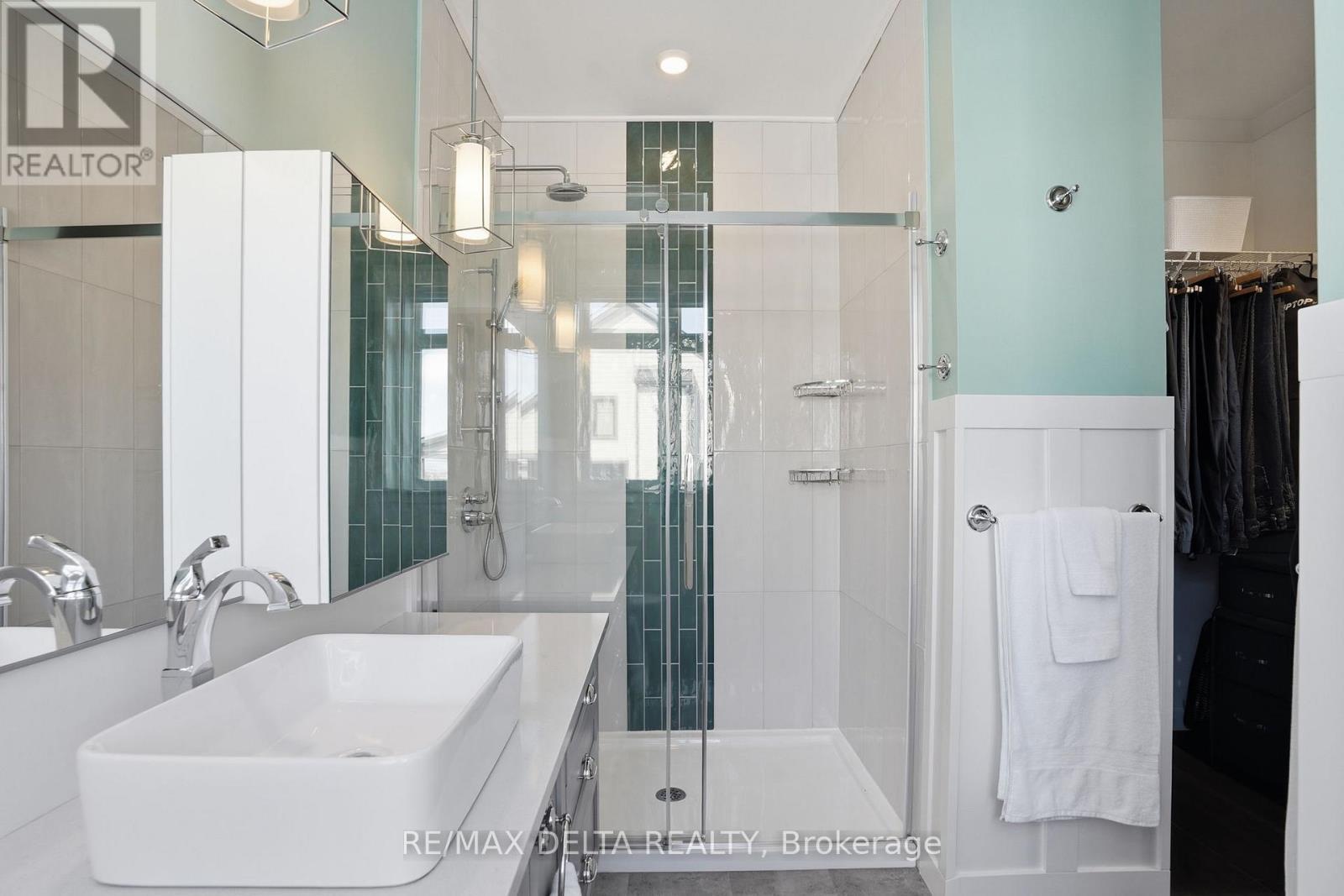 Primary ensuite with walk-in shower. - 100 Pendleton Street, Champlain, ON - Indoor Photo Showing Bathroom
