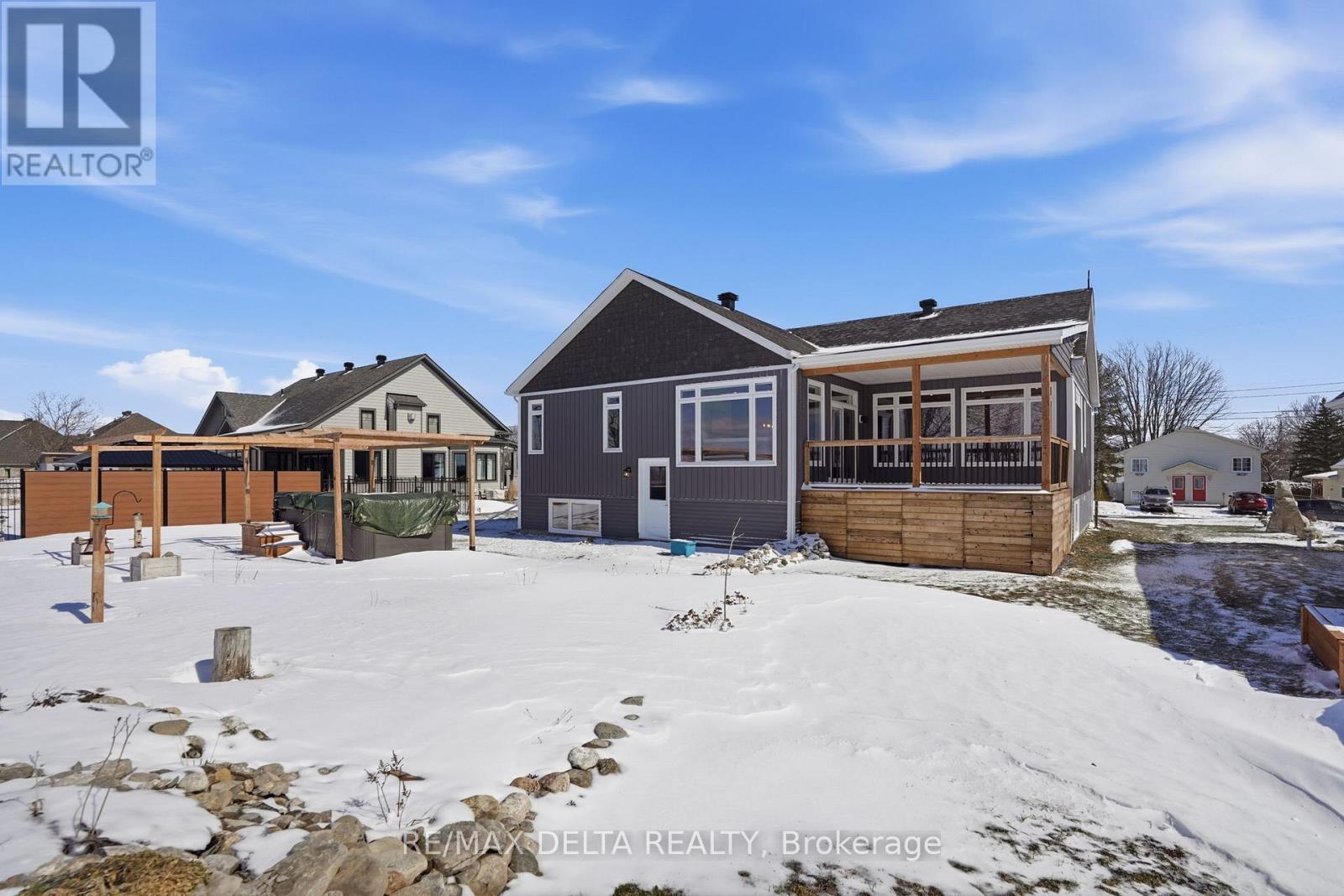 Rear deck off dining area. - 100 Pendleton Street, Champlain, ON - Outdoor