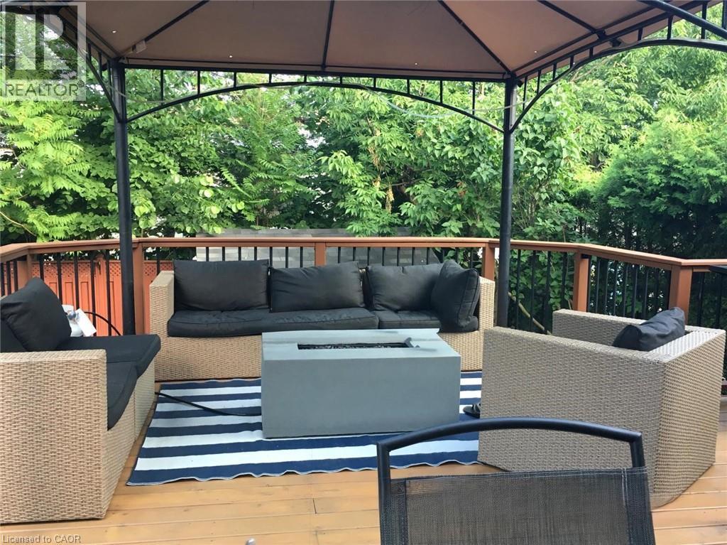Wooden deck featuring an outdoor living space and a gazebo - 1278 Consort Crescent, Burlington, ON - Outdoor With Deck Patio Veranda With Exterior