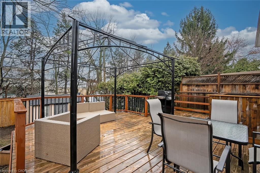Wooden deck with a gazebo and an outdoor living / dining area - 1278 Consort Crescent, Burlington, ON - Outdoor With Deck Patio Veranda