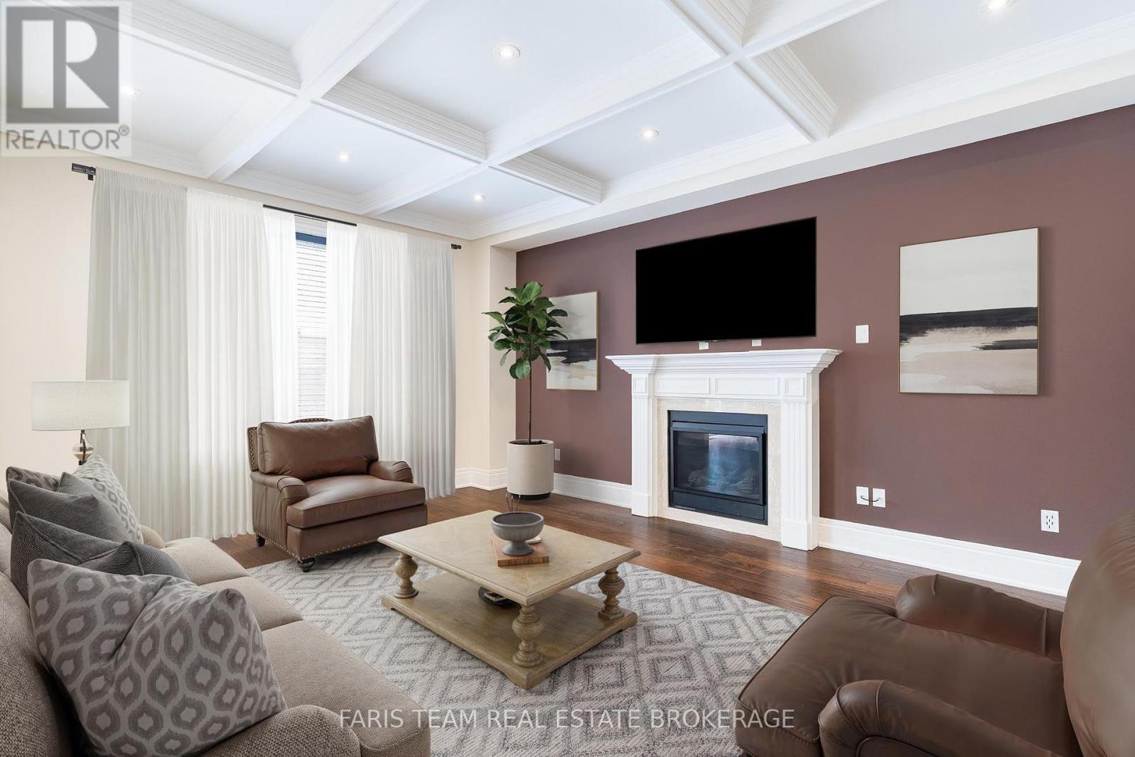 Virtually Staged - 27 Marks Road, Springwater, ON - Indoor Photo Showing Living Room With Fireplace