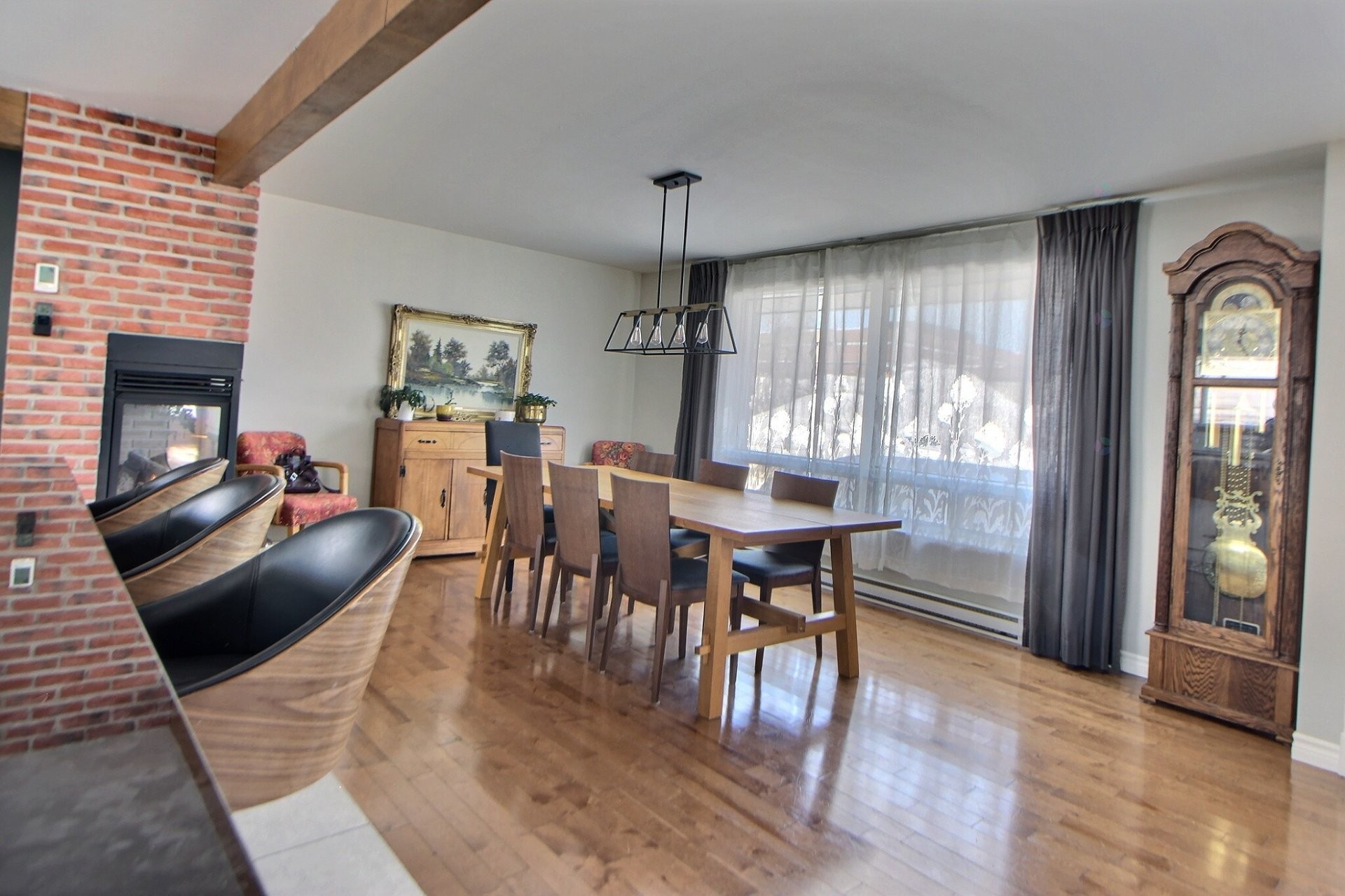 Dining Room - 72 8E Avenue E., Amos, QC - Indoor Photo Showing Dining Room With Fireplace