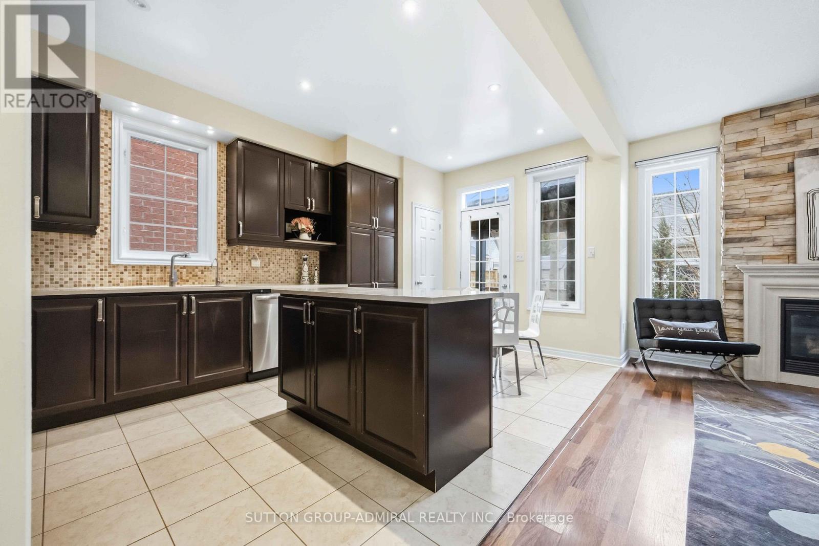 64 Evaridge Drive, Markham, ON - Indoor Photo Showing Kitchen With Fireplace
