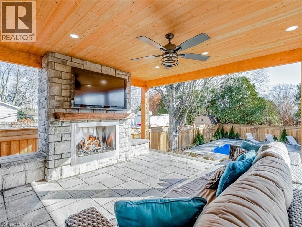 5502 Eaton Avenue, Burlington, ON - Outdoor With Fireplace