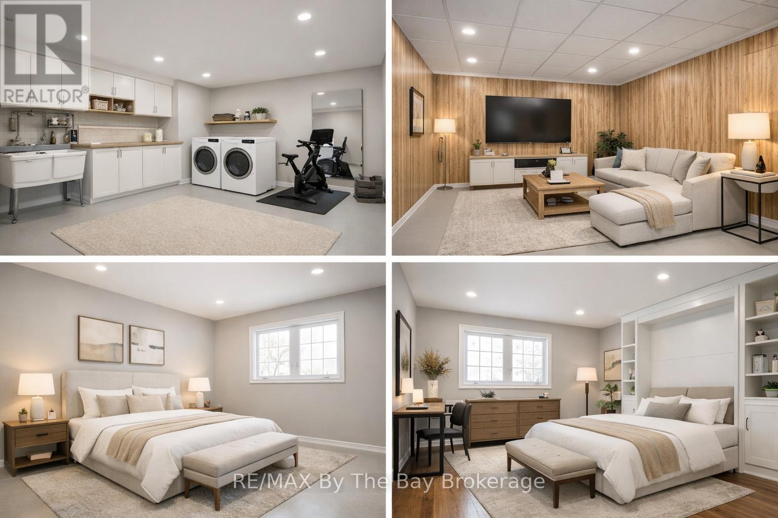 Virtually Staged Bedrooms, Laundry Room & Basement - 111 Balm Beach Road E, Tiny, ON - Indoor Photo Showing Bedroom
