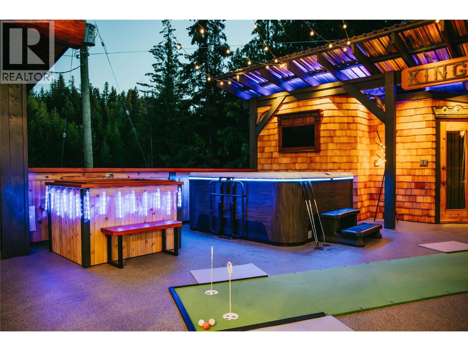 Lodge Patio at Night - 475 Bluenose Road, Coldstream, BC