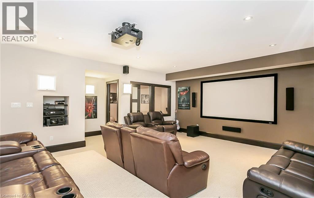 Home theater room featuring recessed lighting and light carpet - 24 Jacob Gingrich Drive, Kitchener, ON - Indoor Photo Showing Other Room