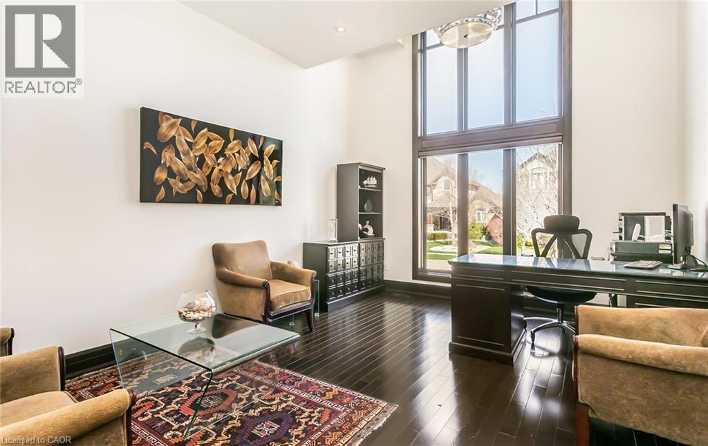 Home office with a high ceiling and dark wood finished floors - 24 Jacob Gingrich Drive, Kitchener, ON - Indoor