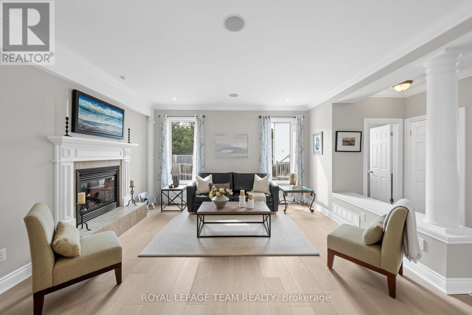 144 Whernside Terrace, Ottawa, ON - Indoor Photo Showing Living Room With Fireplace