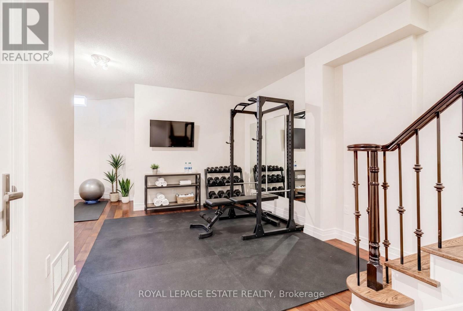Basement Gym/Rec Room virtually staged - 66 Compass Way, Mississauga, ON - Indoor Photo Showing Gym Room