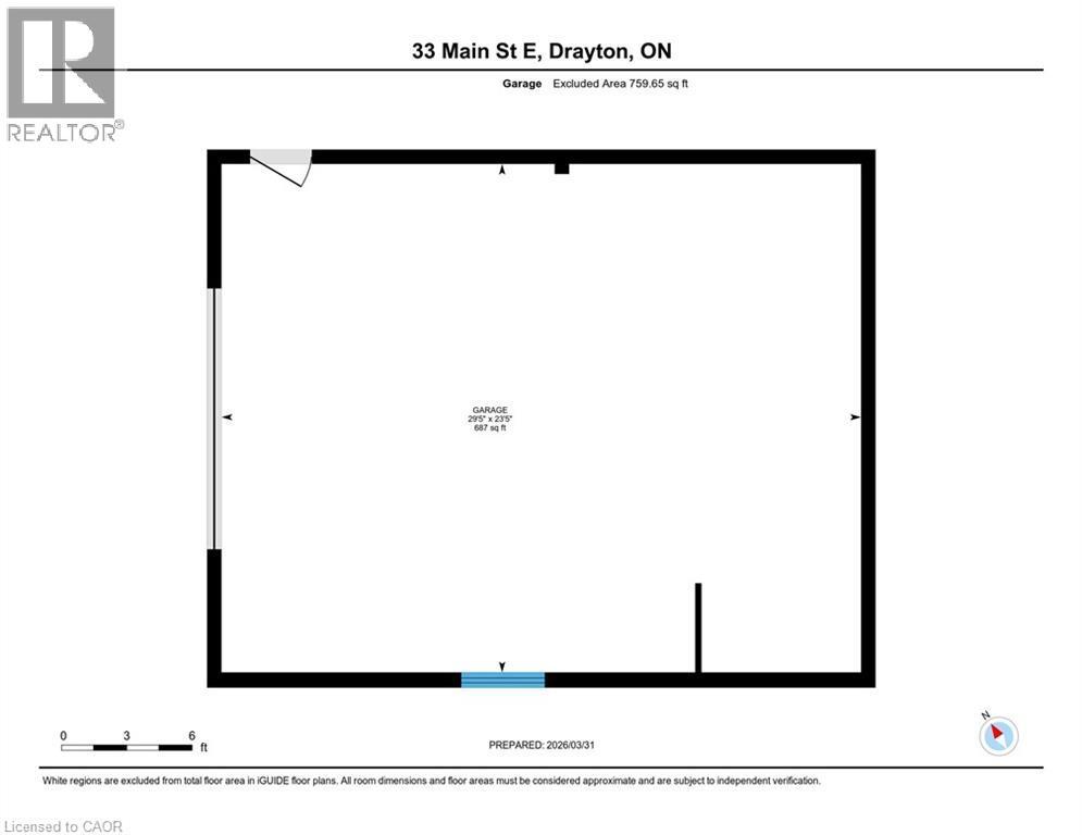 View of detached garage and workshop floor plan - 33 Main Street E, Drayton, ON - Other
