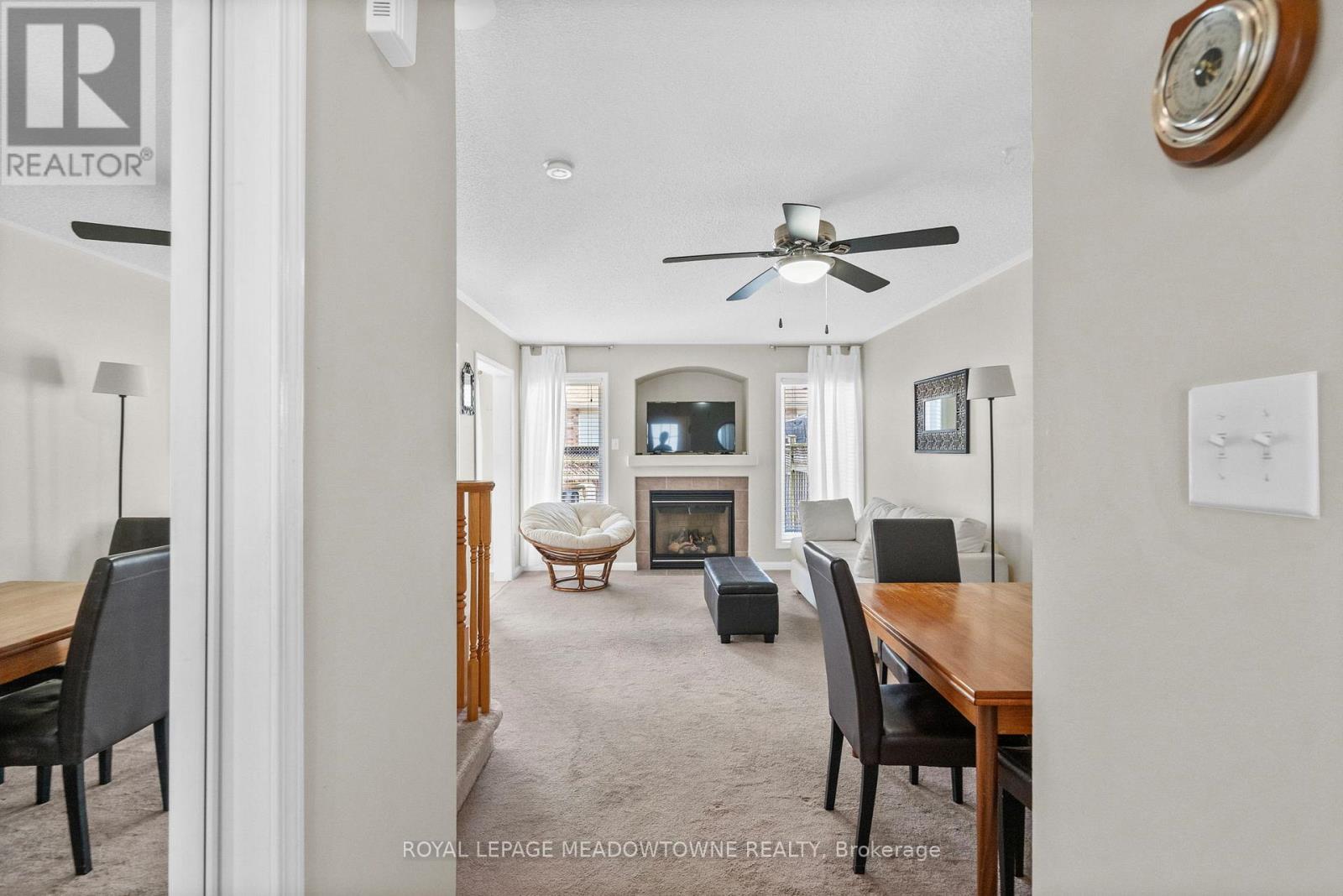 862 Stark Circle, Milton, ON - Indoor Photo Showing Dining Room With Fireplace