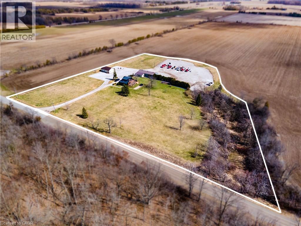 Aerial view of sparsely populated area with property parcel outlined - 23247 Beattie Line, Elgin, ON - Outdoor With View